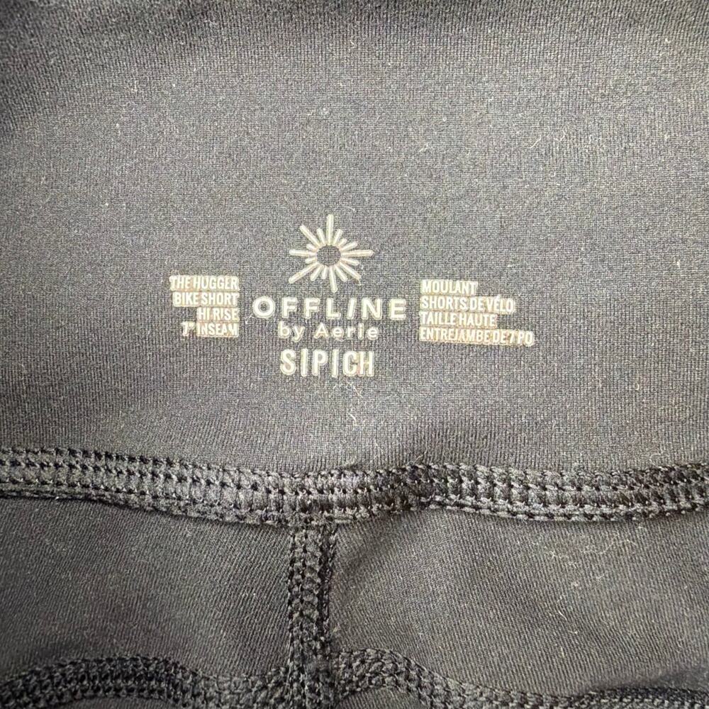 Aerie OFFLINE The Hugger High Rise Bike Shorts Black Pockets Sz Small Athleisure - Picture 7 of 8